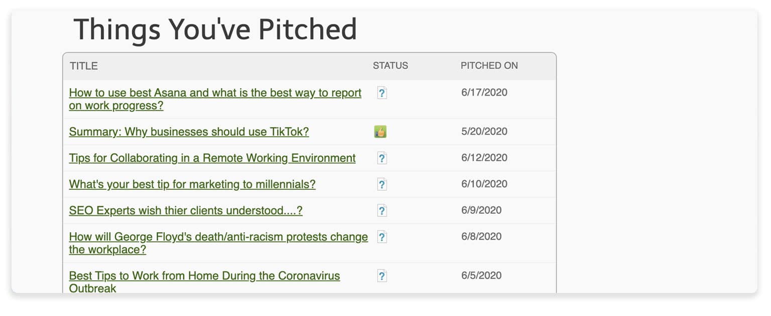 HARO Pitches