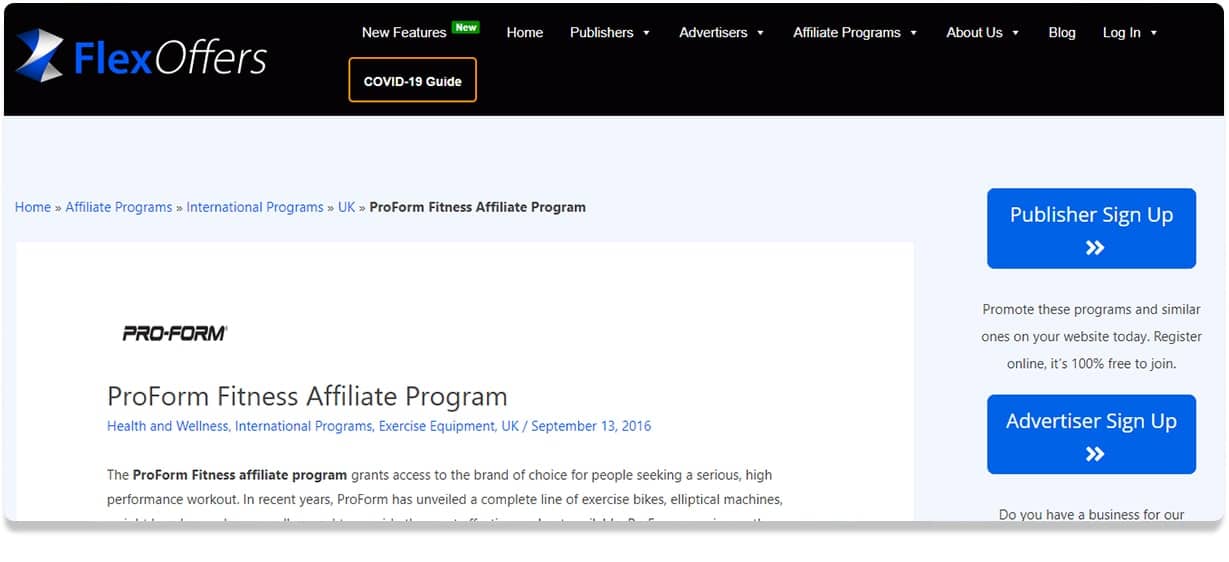 Proform Fitness Affiliate Program